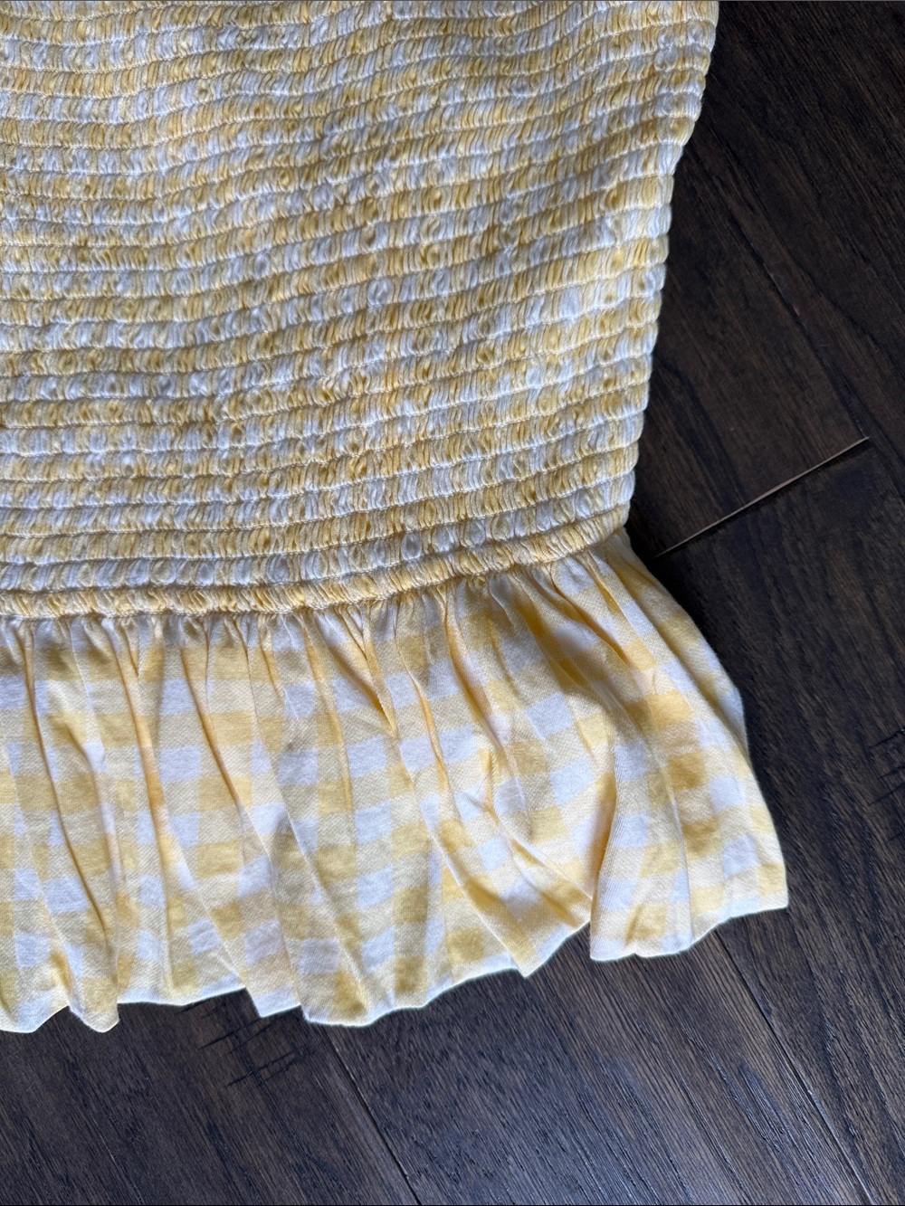 Free People Gingham Yellow Top XS - Picture 4 of 11